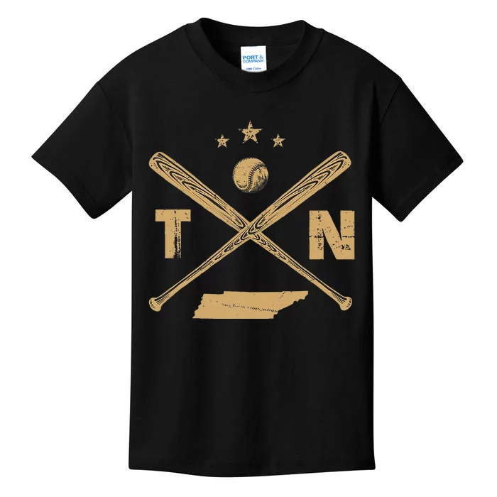 Map Tn Tennessee Baseball Bats Coach Hometown Pride Kids T-Shirt