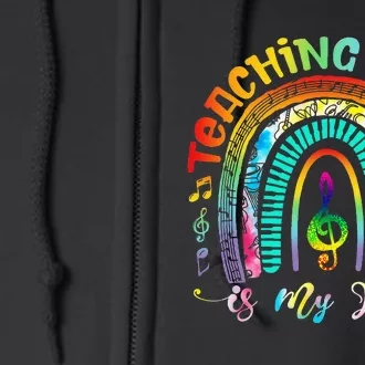 Musical Teacher Teaching Music Is My Jam Rainbow Tie Dye Full Zip Hoodie