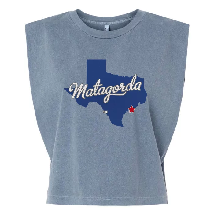 Matagorda Texas TX Map Garment-Dyed Women's Muscle Tee