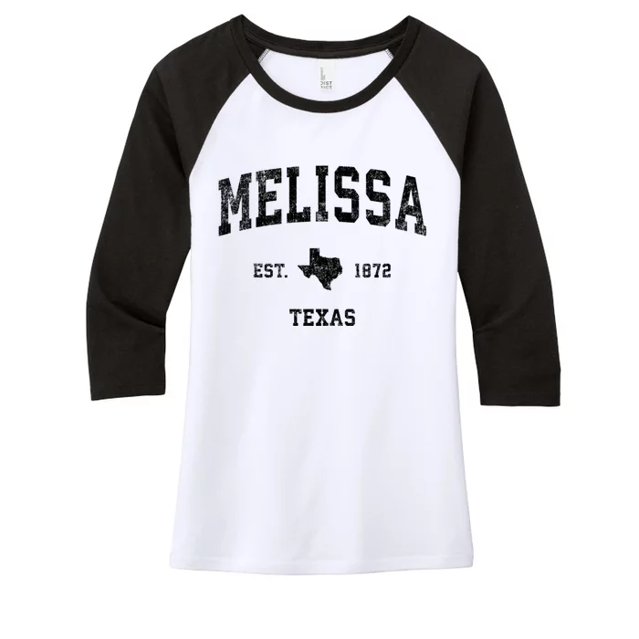 Melissa Texas Tx Vintage Sports Women's Tri-Blend 3/4-Sleeve Raglan Shirt