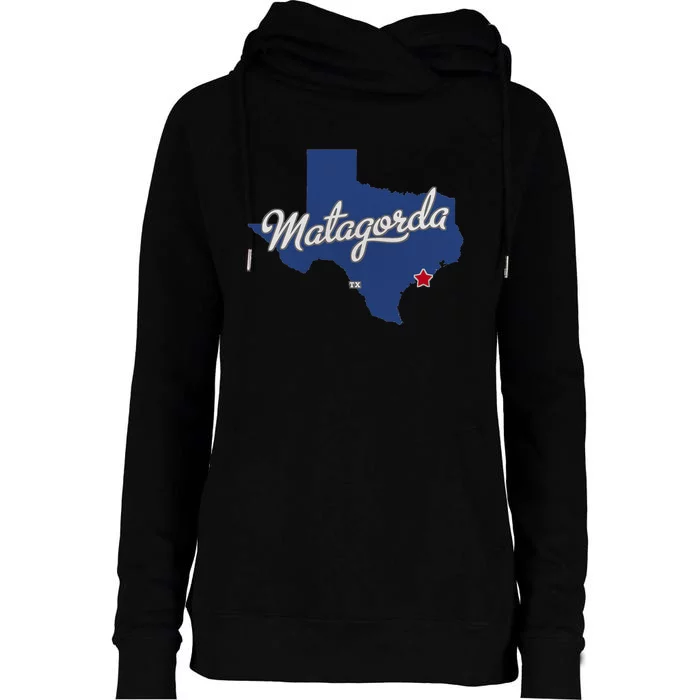 Matagorda Texas TX Map Womens Funnel Neck Pullover Hood