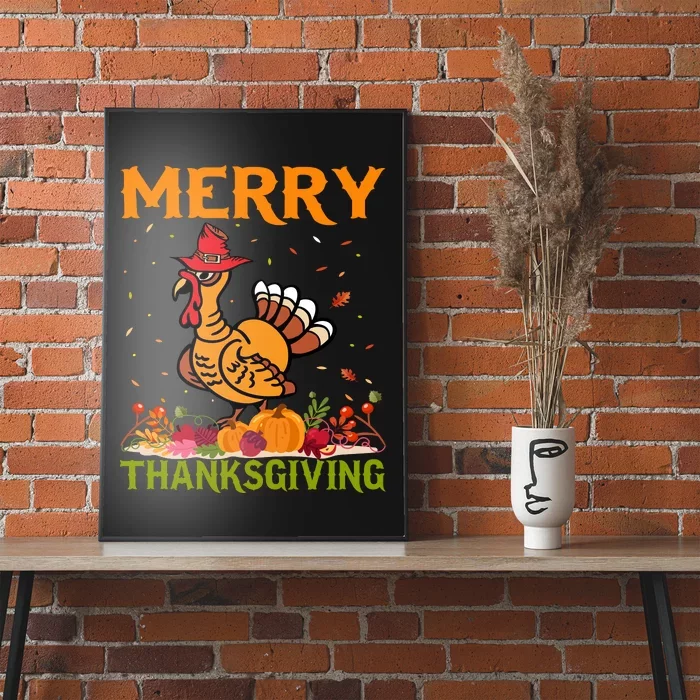 Merry Thanksgiving Turkey Fall Vibes Autumn Season Pumpkin Funny Poster