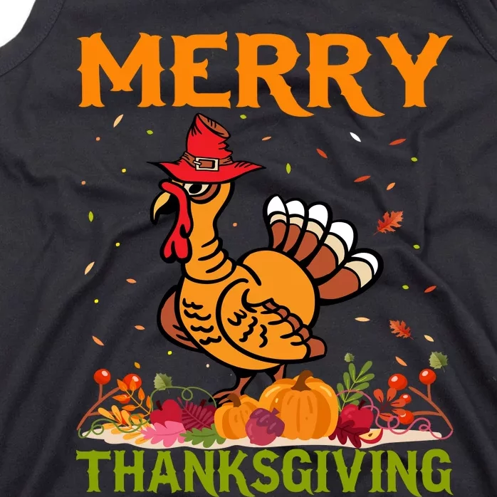 Merry Thanksgiving Turkey Fall Vibes Autumn Season Pumpkin Funny Tank Top