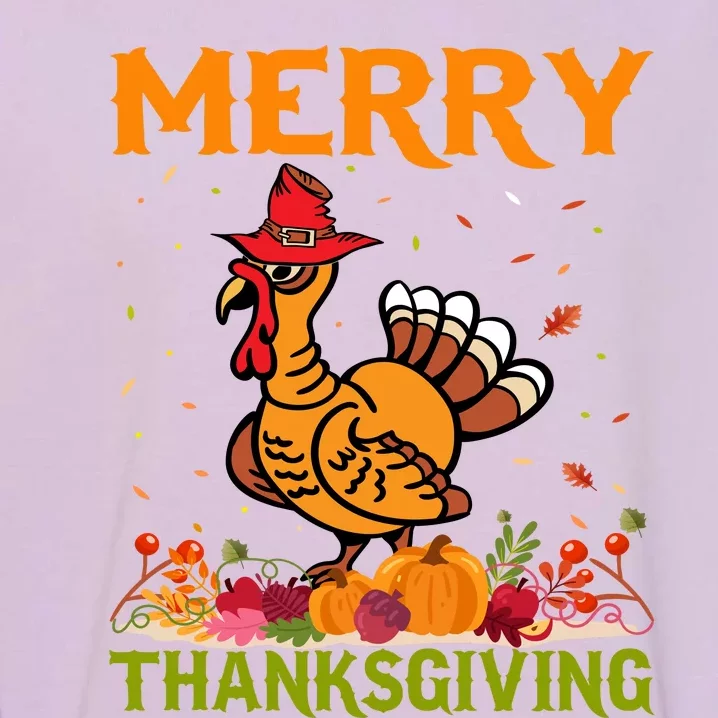 Merry Thanksgiving Turkey Fall Vibes Autumn Season Pumpkin Funny Garment-Dyed Sweatshirt