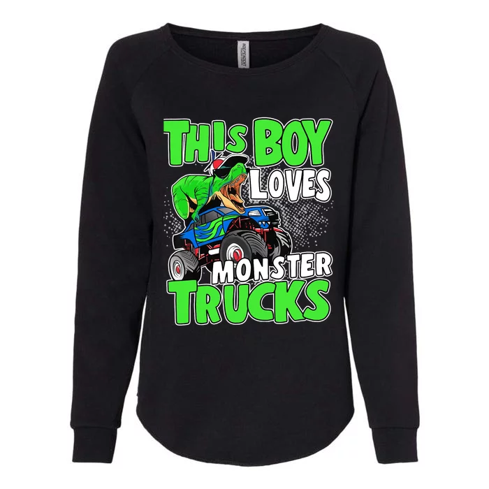 Monster Truck Toddler Boys This Boy Loves Monster Trucks Womens California Wash Sweatshirt