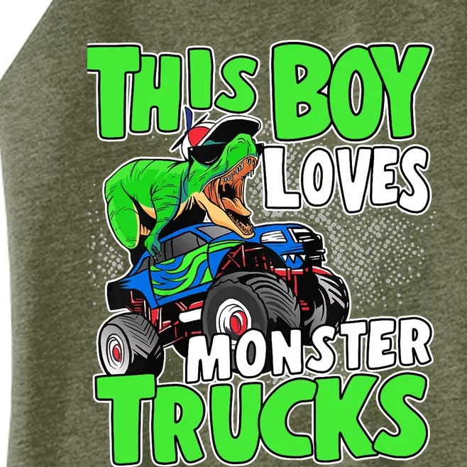 Monster Truck Toddler Boys This Boy Loves Monster Trucks Women’s Perfect Tri Rocker Tank