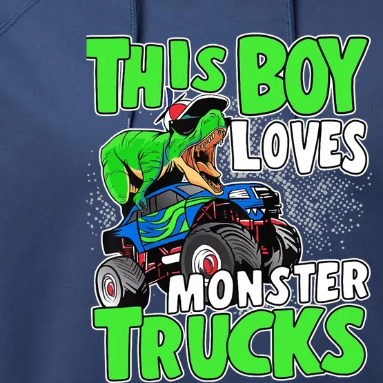 Monster Truck Toddler Boys This Boy Loves Monster Trucks Performance Fleece Hoodie