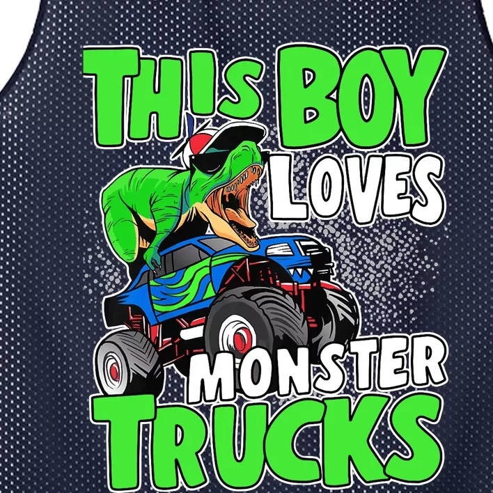 Monster Truck Toddler Boys This Boy Loves Monster Trucks Mesh Reversible Basketball Jersey Tank