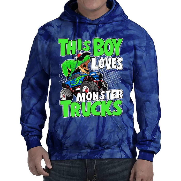 Monster Truck Toddler Boys This Boy Loves Monster Trucks Tie Dye Hoodie