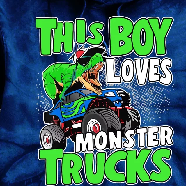 Monster Truck Toddler Boys This Boy Loves Monster Trucks Tie Dye Hoodie