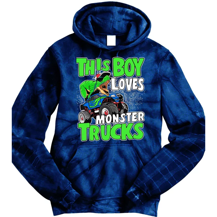 Monster Truck Toddler Boys This Boy Loves Monster Trucks Tie Dye Hoodie