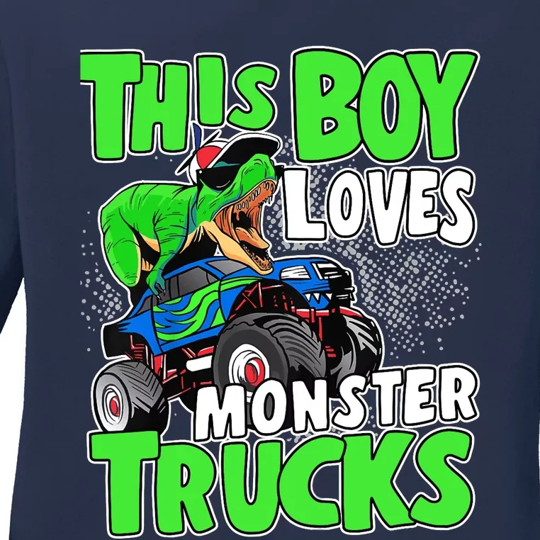 Monster Truck Toddler Boys This Boy Loves Monster Trucks Ladies Long Sleeve Shirt