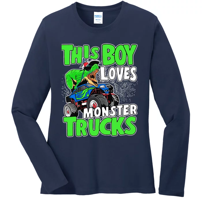 Monster Truck Toddler Boys This Boy Loves Monster Trucks Ladies Long Sleeve Shirt