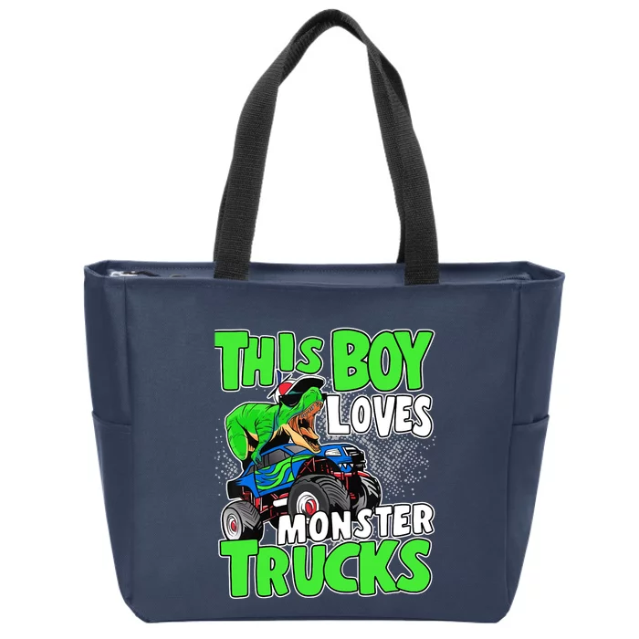 Monster Truck Toddler Boys This Boy Loves Monster Trucks Zip Tote Bag