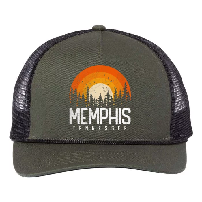 Memphis Tennessee Tn Cool Gift Retro Style Vintage 70s 80s Gift Retro Rope Trucker Hat Cap