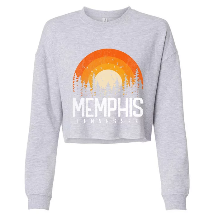 Memphis Tennessee Tn Cool Gift Retro Style Vintage 70s 80s Gift Cropped Pullover Crew