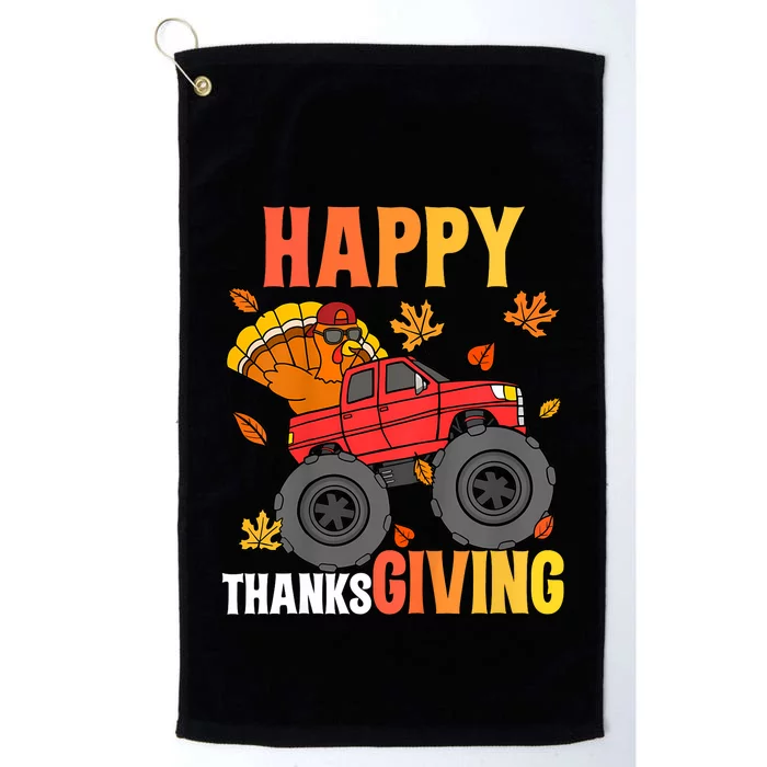 Monster Truck Turkey Happy Thanksgiving Platinum Collection Golf Towel