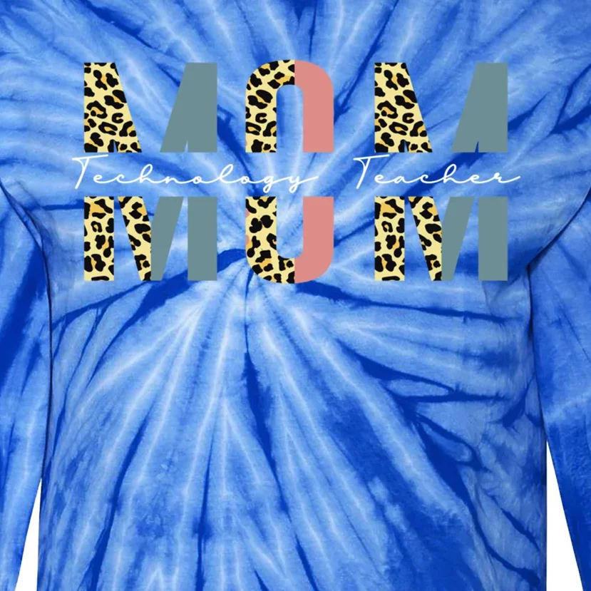 Mom Technology Teacher Leopard Mothers Day Teacher Gift Tie-Dye Long Sleeve Shirt