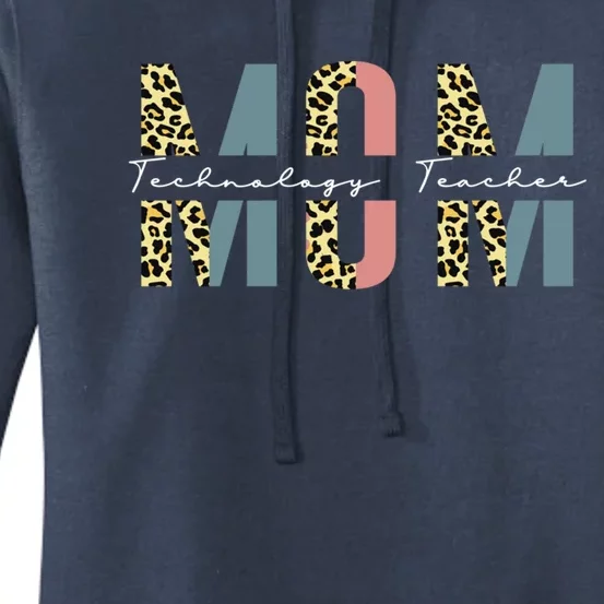 Mom Technology Teacher Leopard Mothers Day Teacher Gift Women's Pullover Hoodie