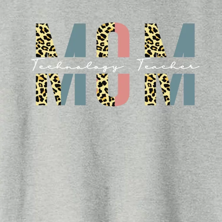 Mom Technology Teacher Leopard Mothers Day Teacher Gift Women's Crop Top Tee