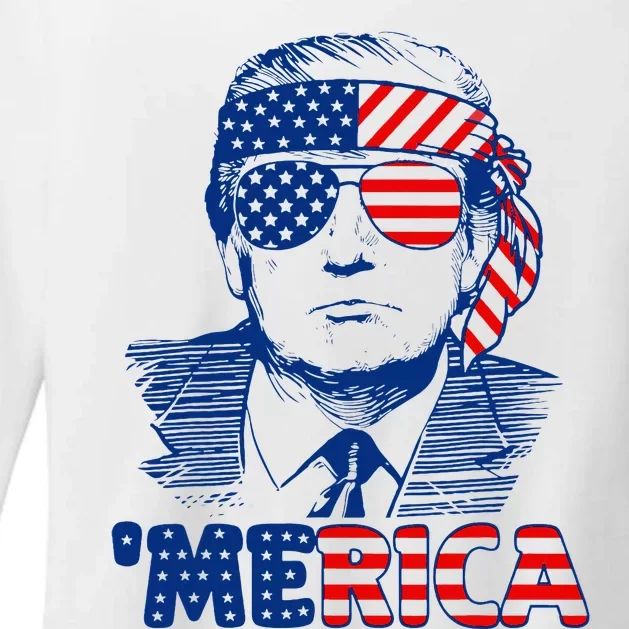 Merica Trump Trump American Flag Womens CVC Long Sleeve Shirt