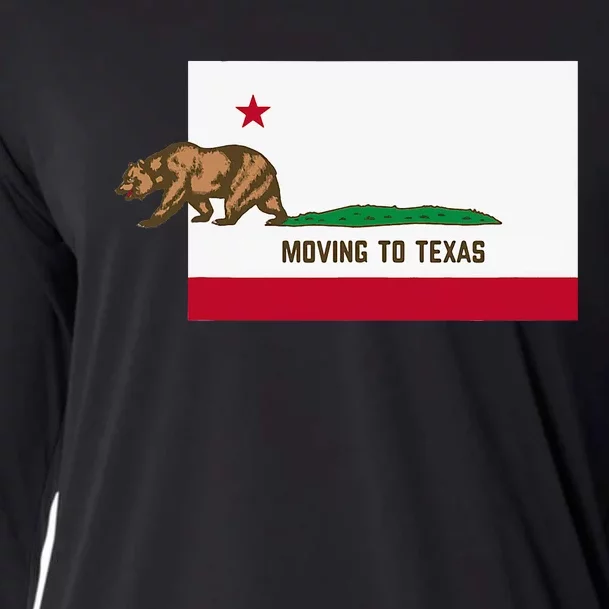 Moving To Texas Leaving California Funny Designed Cooling Performance Long Sleeve Crew