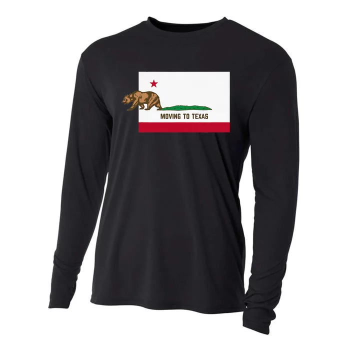 Moving To Texas Leaving California Funny Designed Cooling Performance Long Sleeve Crew