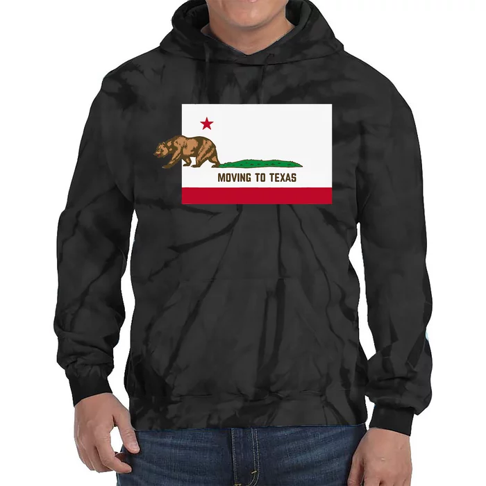 Moving To Texas Leaving California Funny Designed Tie Dye Hoodie