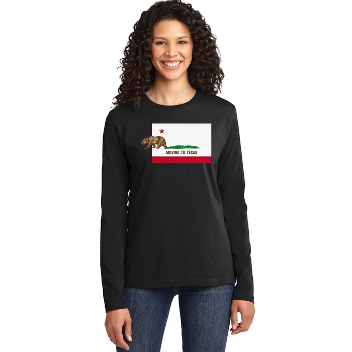 Moving To Texas Leaving California Funny Designed Ladies Long Sleeve Shirt