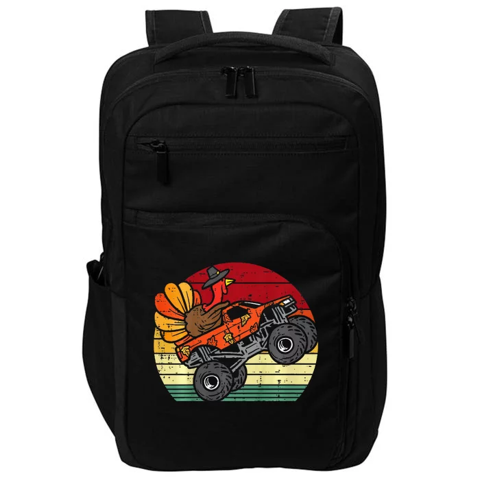 Monster Truck Turkey Sunset Retro Thanksgiving Impact Tech Backpack