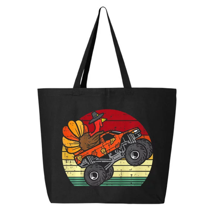 Monster Truck Turkey Sunset Retro Thanksgiving 25L Jumbo Tote