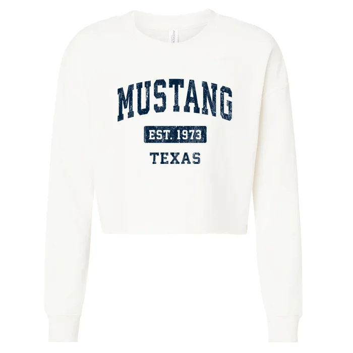 Mustang Texas Tx Vintage Sports Established Cropped Pullover Crew