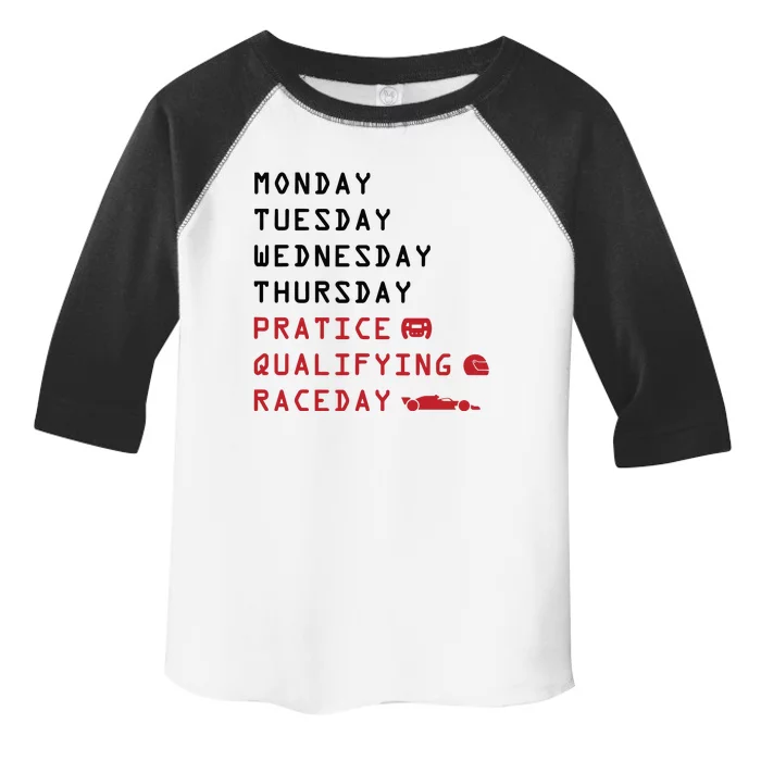 Monday Tuesday Thursday Practice Qualifying Race Day Toddler Fine Jersey T-Shirt