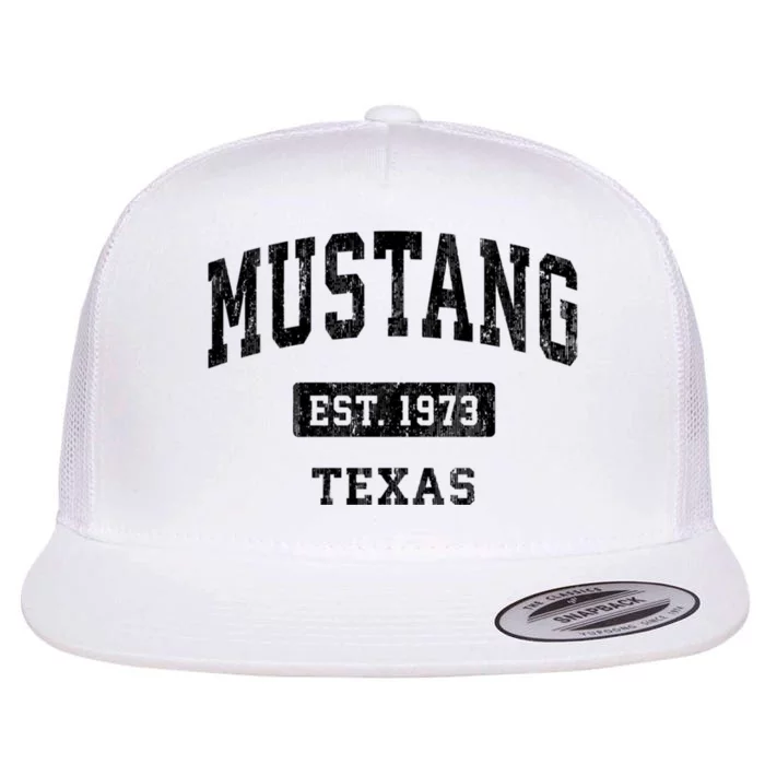 Mustang Texas Tx Vintage Sports Established Flat Bill Trucker Hat