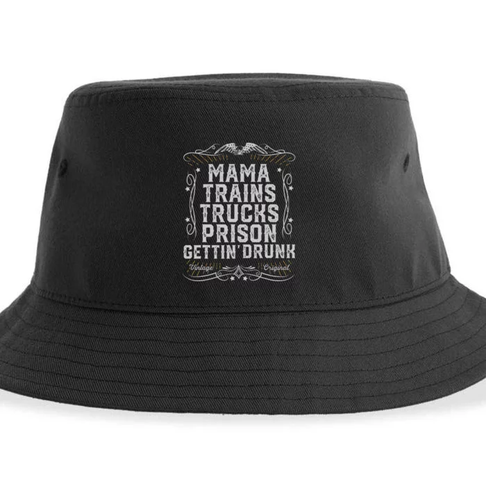 Mama Trains Trucks Prison Gettin Drunk Country Music Gift Sustainable Bucket Hat