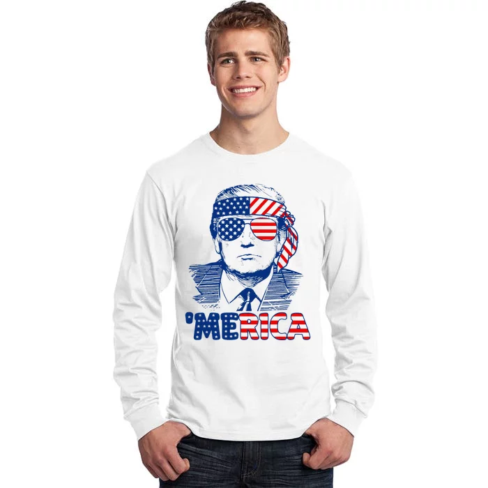 Merica Trump Trump American Flag Tall Long Sleeve T-Shirt