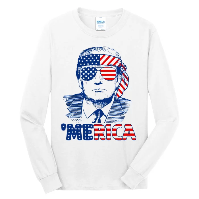 Merica Trump Trump American Flag Tall Long Sleeve T-Shirt