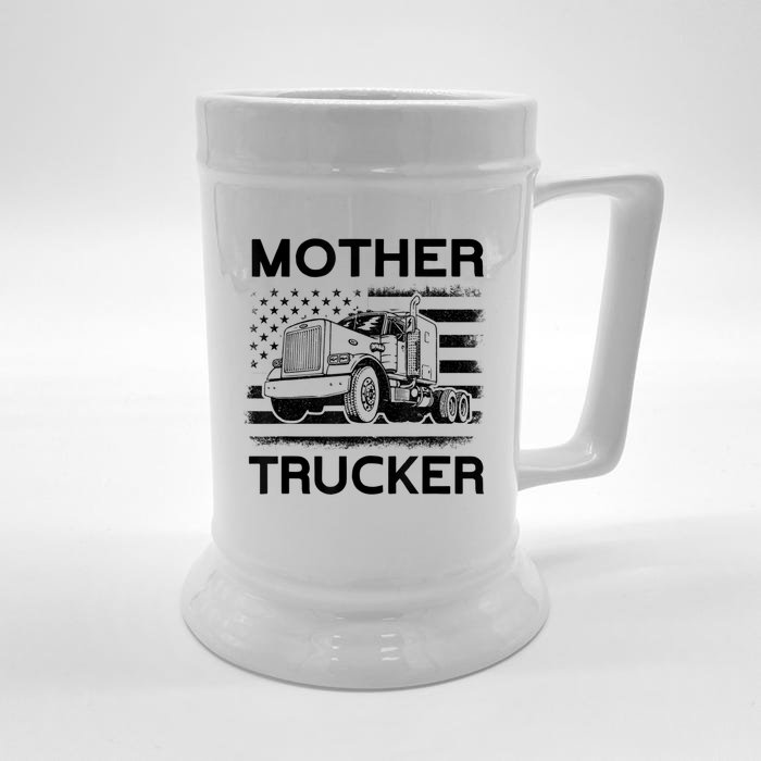 Mother Trucker Truck Driver Front & Back Beer Stein