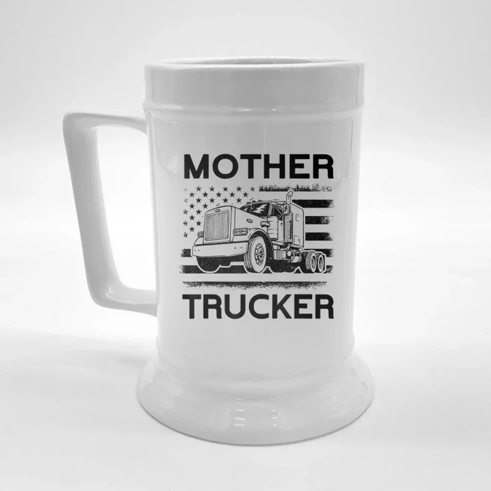 Mother Trucker Truck Driver Front & Back Beer Stein