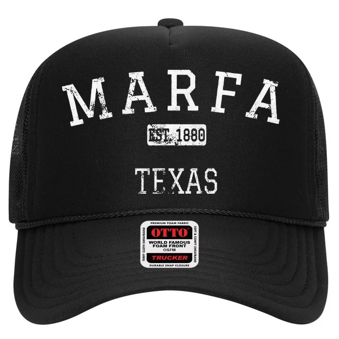 Marfa Texas Tx Vintage High Crown Mesh Trucker Hat