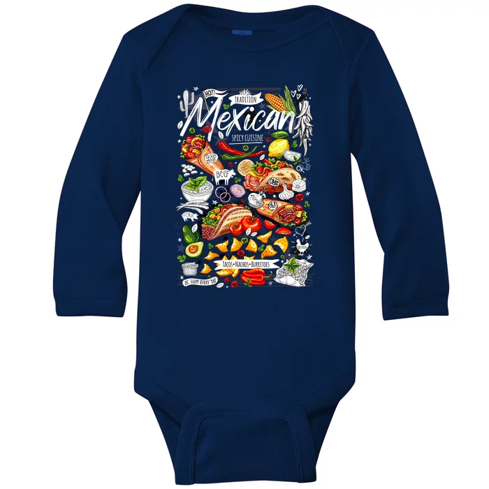 Mexican Tacos Taco Tradition Foodie Food Lover Baby Long Sleeve Bodysuit