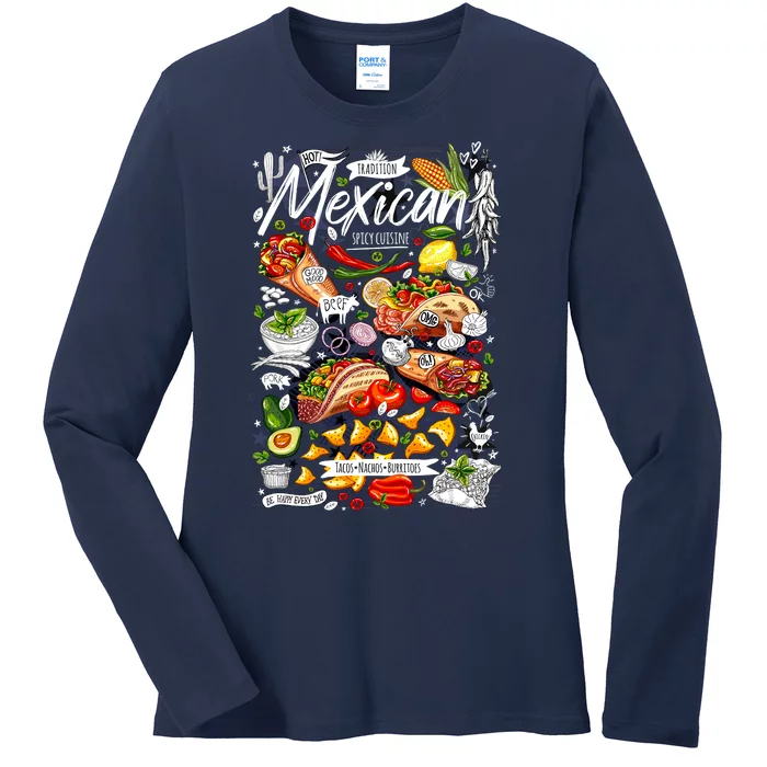 Mexican Tacos Taco Tradition Foodie Food Lover Ladies Long Sleeve Shirt