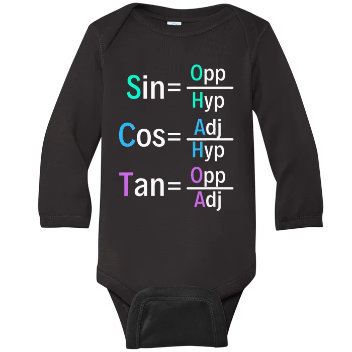 Math Teacher Trigonometry SOH CAH TOA Geometry Baby Long Sleeve Bodysuit