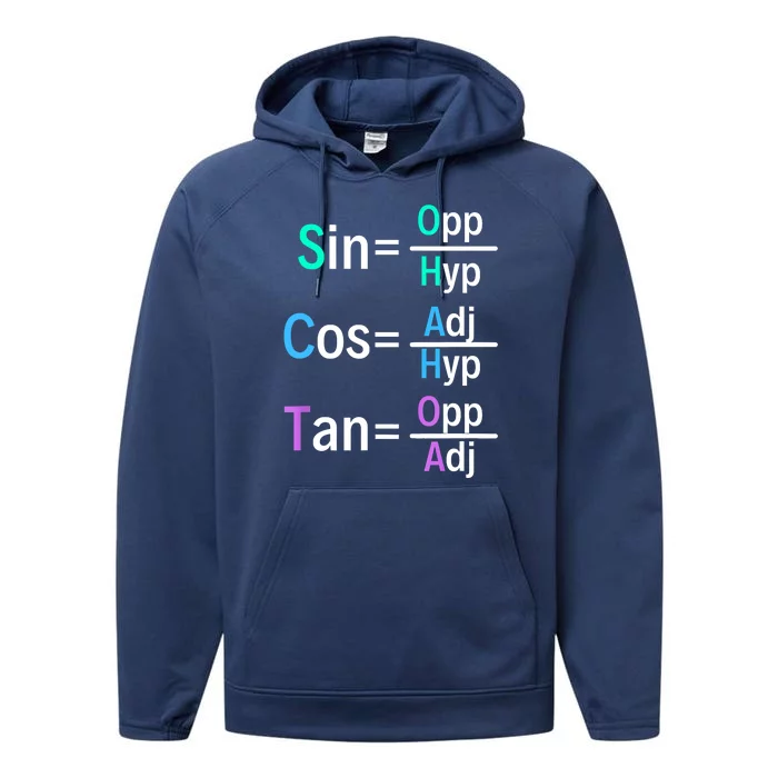 Math Teacher Trigonometry SOH CAH TOA Geometry Performance Fleece Hoodie