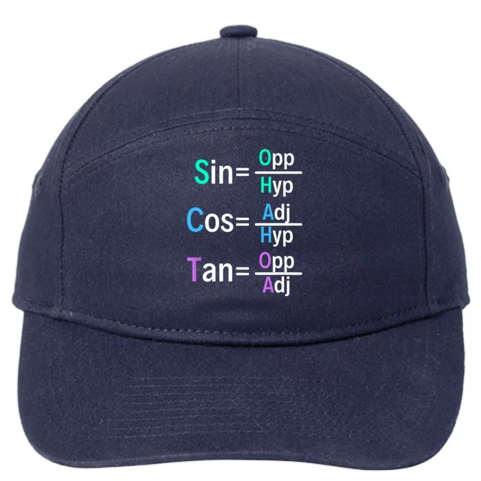 Math Teacher Trigonometry SOH CAH TOA Geometry 7-Panel Snapback Hat