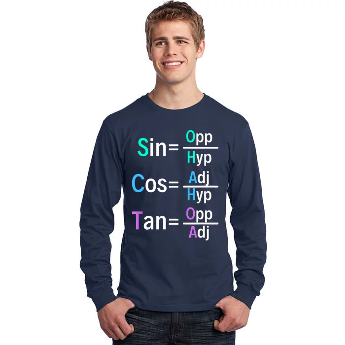 Math Teacher Trigonometry SOH CAH TOA Geometry Tall Long Sleeve T-Shirt