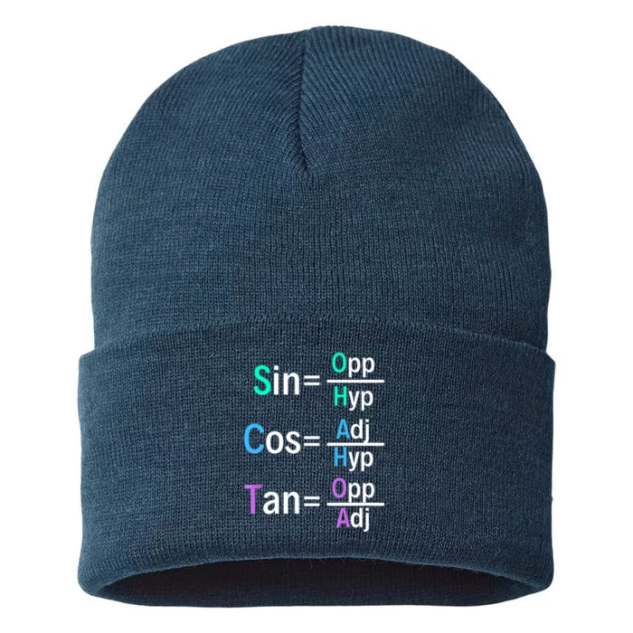 Math Teacher Trigonometry SOH CAH TOA Geometry Sustainable Knit Beanie