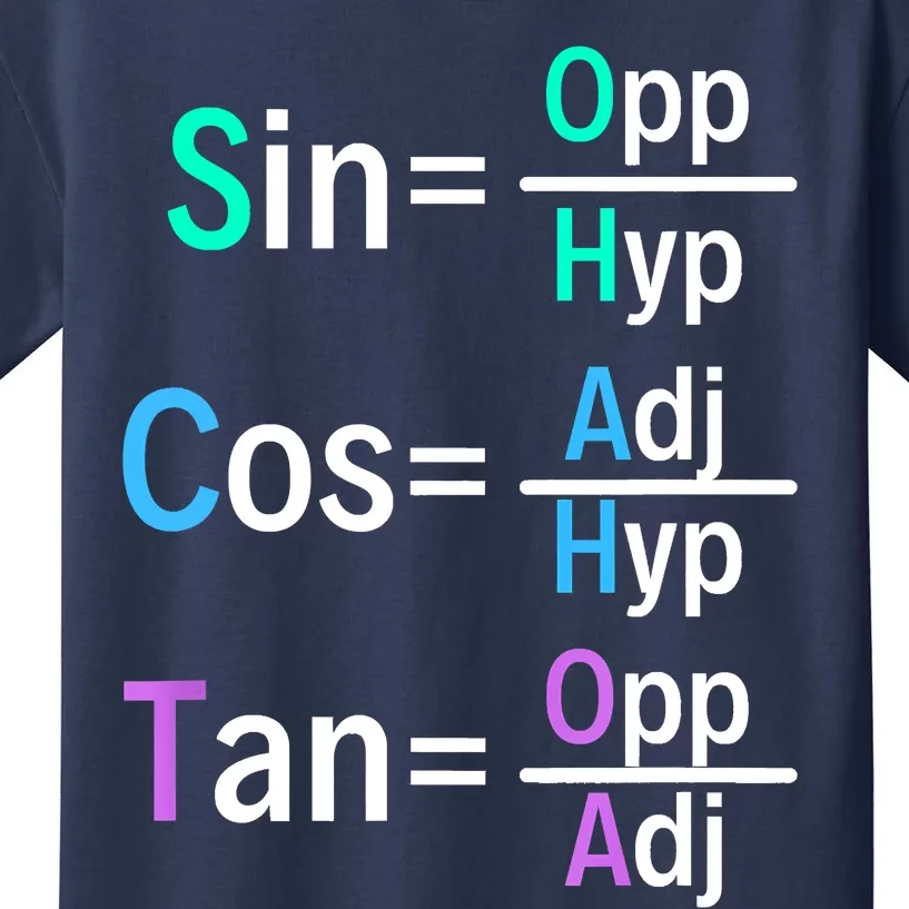 Math Teacher Trigonometry SOH CAH TOA Geometry Kids T-Shirt