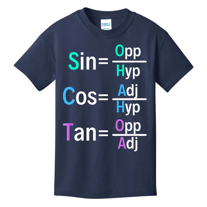 Math Teacher Trigonometry SOH CAH TOA Geometry Kids T-Shirt