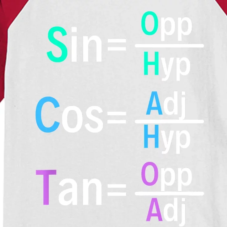 Math Teacher Trigonometry SOH CAH TOA Geometry Kids Colorblock Raglan Jersey